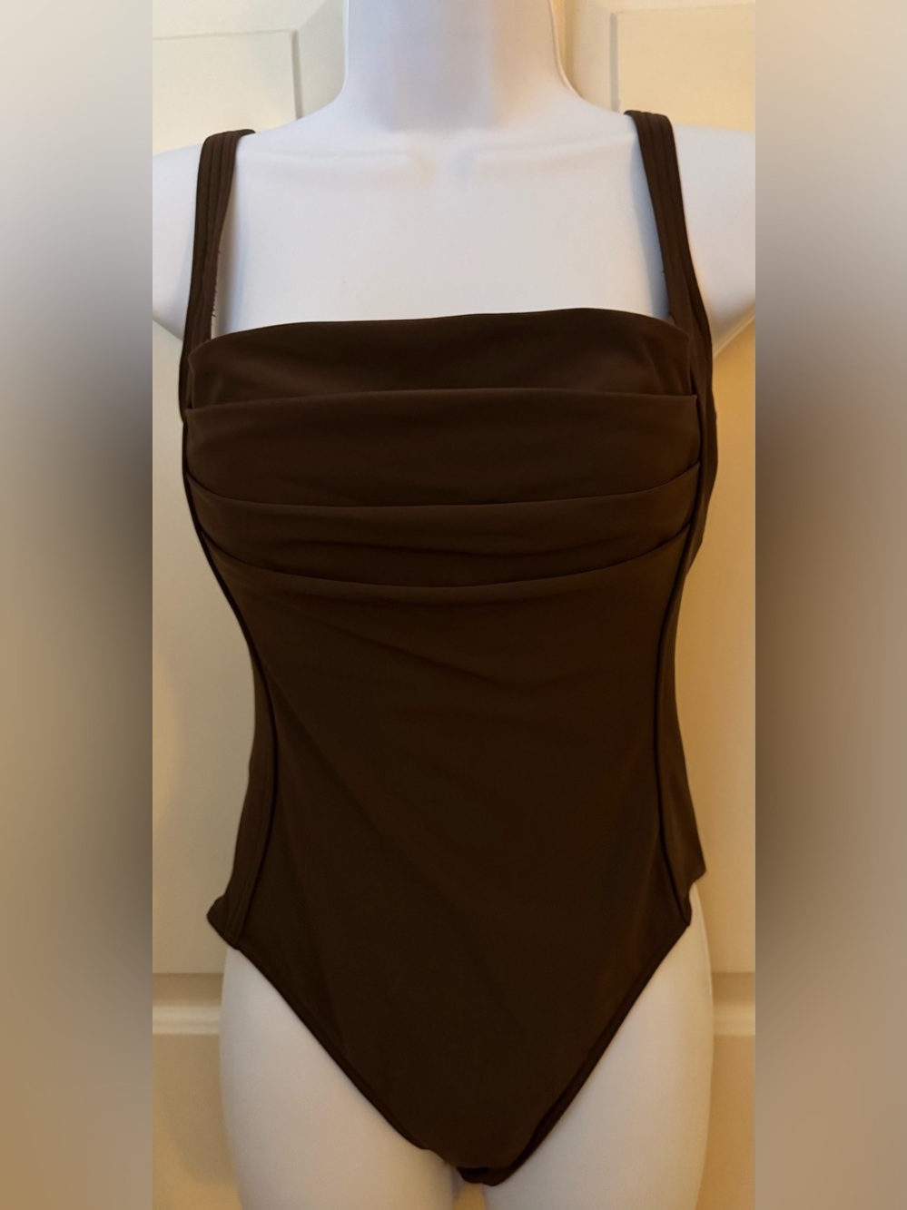 Calvin Klein Swimsuit Brown Square-Neck One-Piece Swimsuit Size - 12